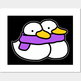 Cute Duck Couple in Scarf Posters and Art